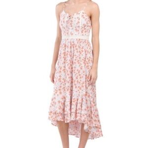 Japna High Low Dress in Pink and White Floral